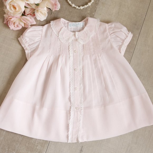 Feltman Brothers 6564 Newborn Baby Girls Slip Dress with Lace - Pink